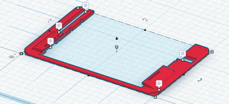 Screenshot of TinkerCad showing an isometric view of the case design