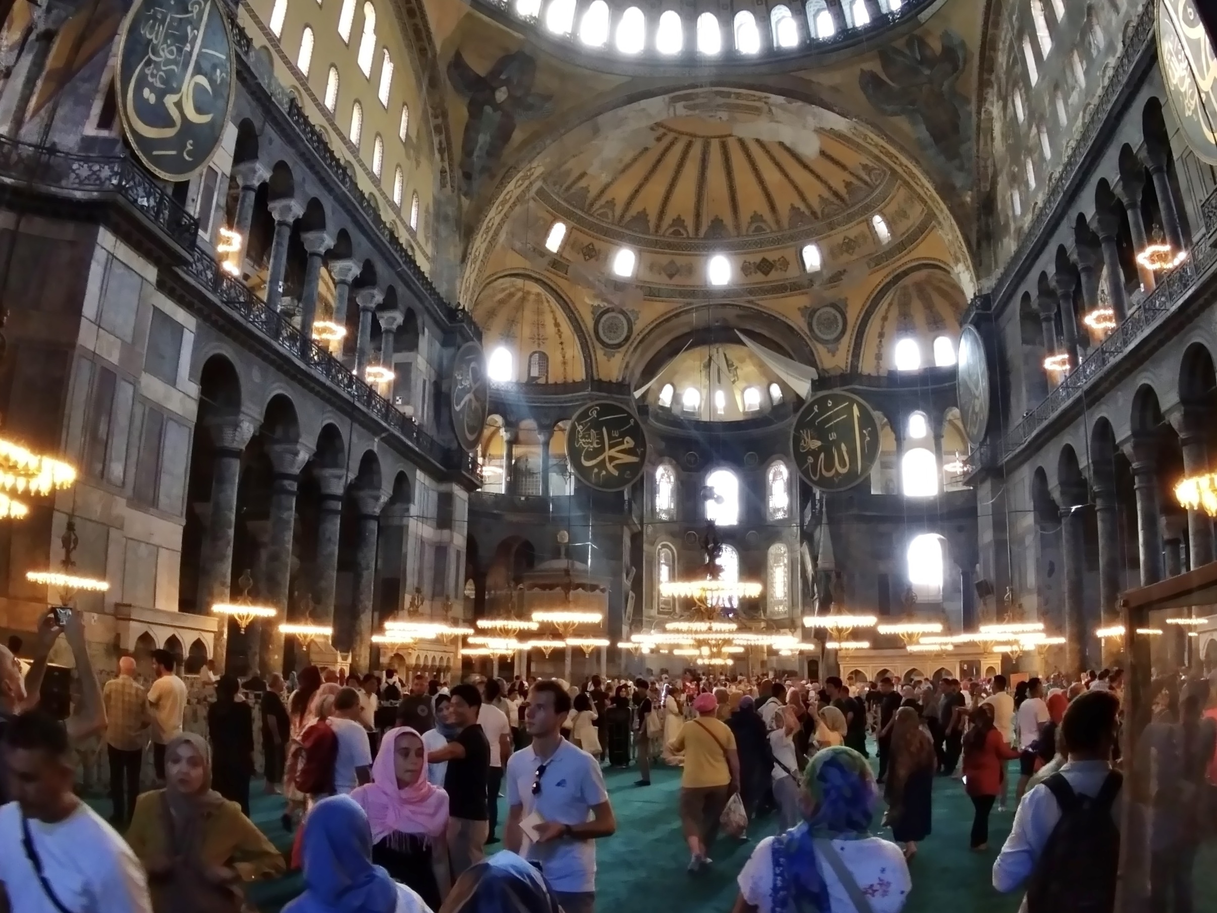 Interior of a large mosque in Istanbul